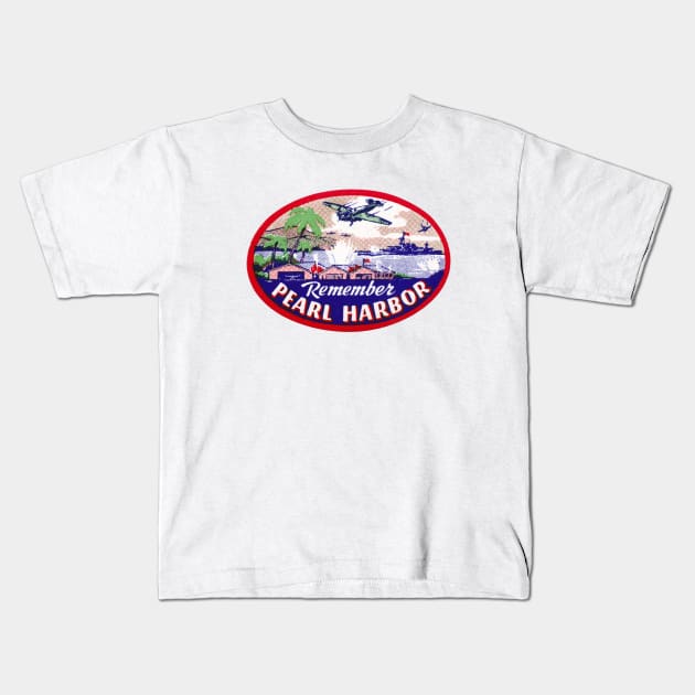 WWII Remember Pearl Harbor Kids T-Shirt by historicimage